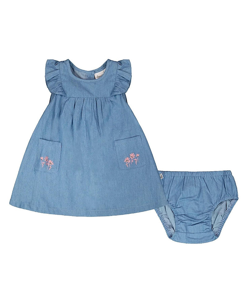 Deux par Deux Girls' Light Blue Chambray Dress and Bloomer Set - Baby | Bloomingdale's (US)
