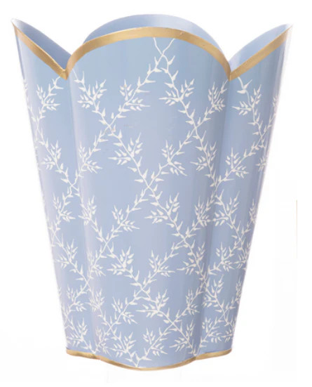 Periwinkle Trellis Leaf Wastepaper Basket | The Well Appointed House, LLC