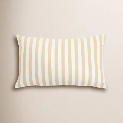 Striped Cotton Lumbar Pillow, Beige | Wayfair North America