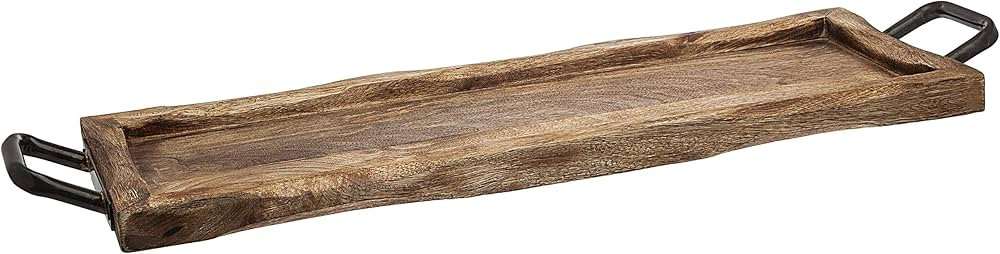 Godinger Wood Serving Tray, Charcuterie Platter Cheese Board with Metal Handles | Amazon (US)