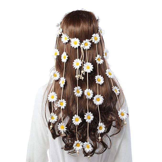 AWAYTR Sunflower Headband Women Hippie Headwear Bohomia Feather Rope Crown Headdres for girls (Su... | Amazon (US)