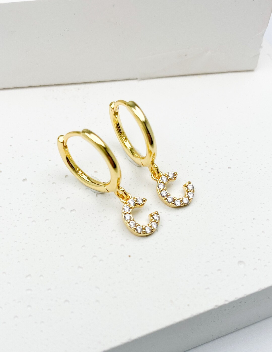 Gold Initial Earrings, Personalized Gift, Dainty Gold Jewelry, Initial Earring, Letter Earring, G... | Etsy (US)