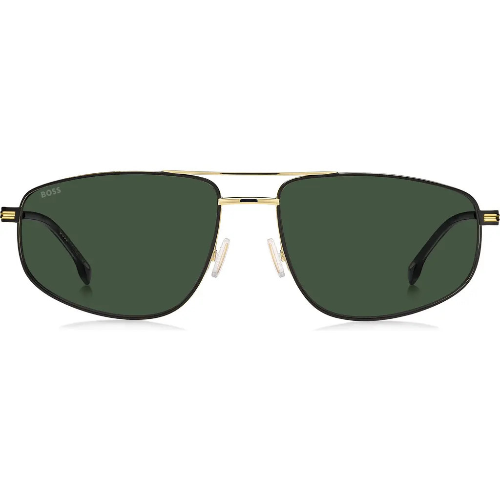 BOSS 60mm Navigator Sunglasses in Matte Black Gold/green at Nordstrom | Nordstrom