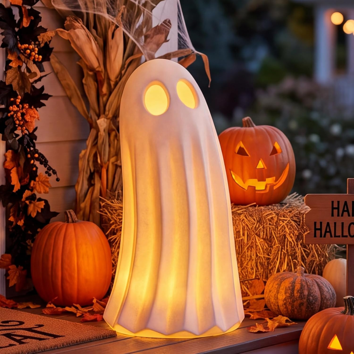 AceOrbit Halloween Ghost Decor Outdoor 17 in Resin Ghost Porch Statue | Amazon (US)