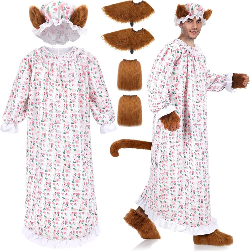 4 Pcs Halloween Granny Wolf Costume Set with Tail Wolf Claws Gloves Shoes Cover and Hat for Adult... | Amazon (US)