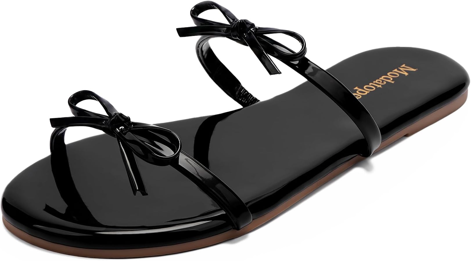 Modatope Women\u2019s Two Strap Flat Sandals Bow Detail Summer Beach Casual Dressy Slip On Walkin... | Amazon (US)