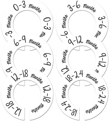 6 Baby Nursery Clothing Closet Size Dividers White Unisex Fits 1.5" Rod (Ranged Months) | Amazon (US)
