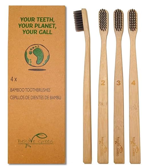 Organic Bamboo Toothbrushes Superior Quality - Biodegradable, Compostable handle with Plastic Fre... | Amazon (US)