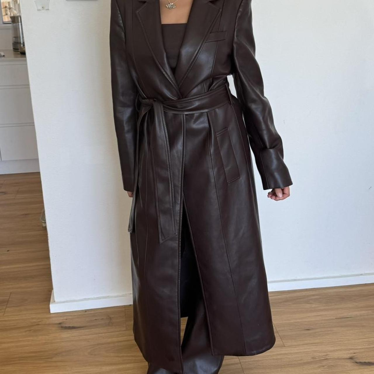 KOOKAÏ Women's Trench - Brown/Burgundy | Depop AU