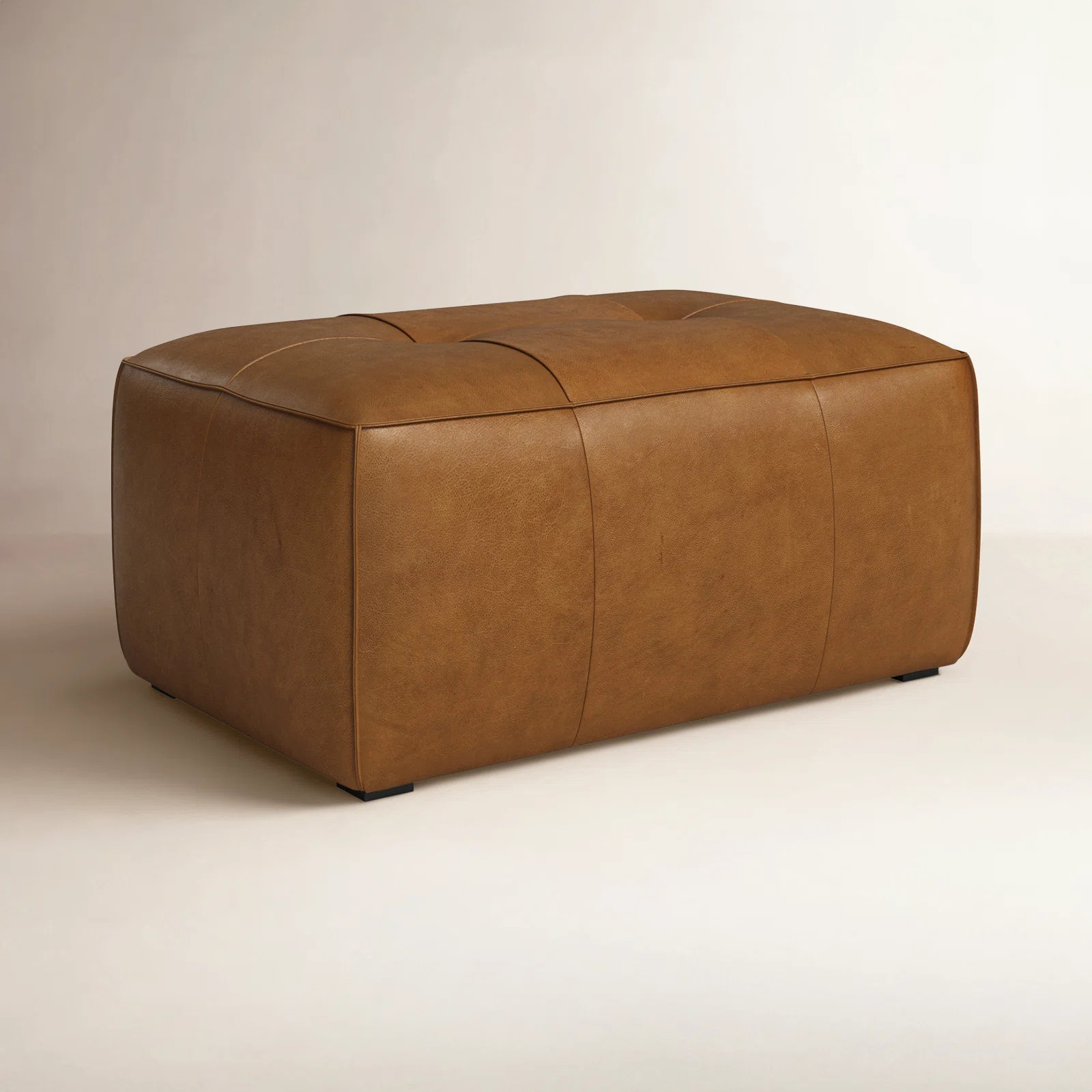 Capa Leather Ottoman | Birch Lane