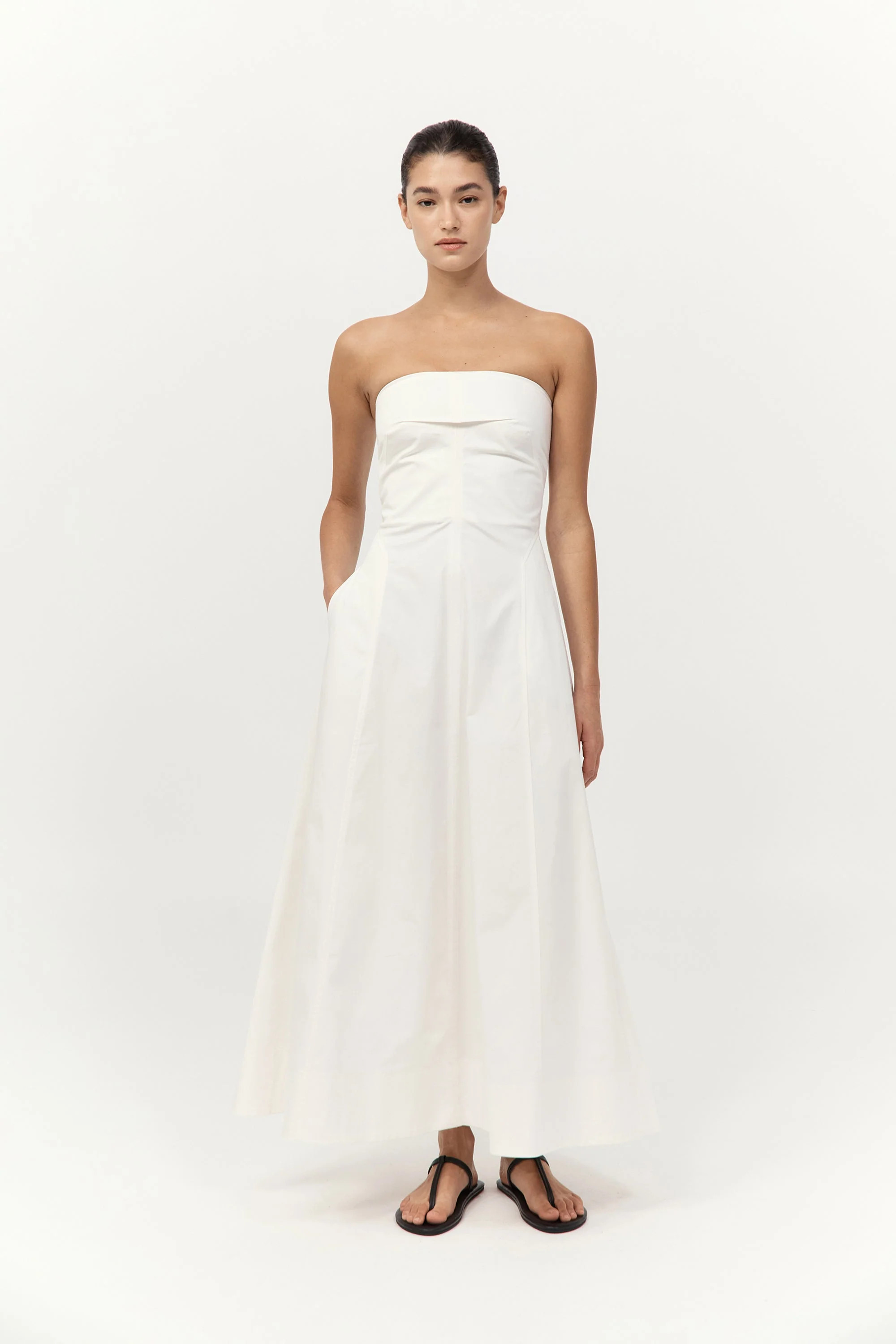 Sculpted Cotton Strapless Dress - Milk | St. Agni (US, UK, EU)