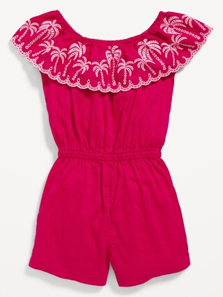 Ruffled-Trim Embroidered Romper for Toddler Girls | Old Navy (US)