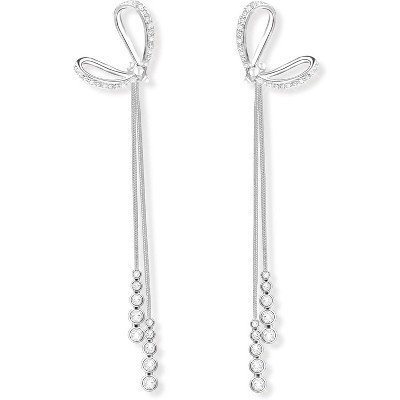 Pearl Earrings for Women, for Wedding, Bow Stud Jewelry as Christmas Gifts Statement Silver as Boho Prom Accessorie Silver Bow 3.2 x 0.2 | Target