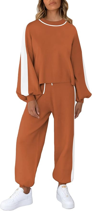 Viottiset Women's 2 Piece Outfits Sweatsuit Casual Knit Pullover Sweater Pajamas Lounge Set | Amazon (US)