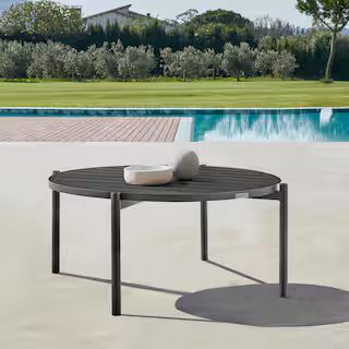 Armen Living Tiffany Black Round Aluminum Outdoor Coffee Table 840254332577 - The Home Depot | The Home Depot