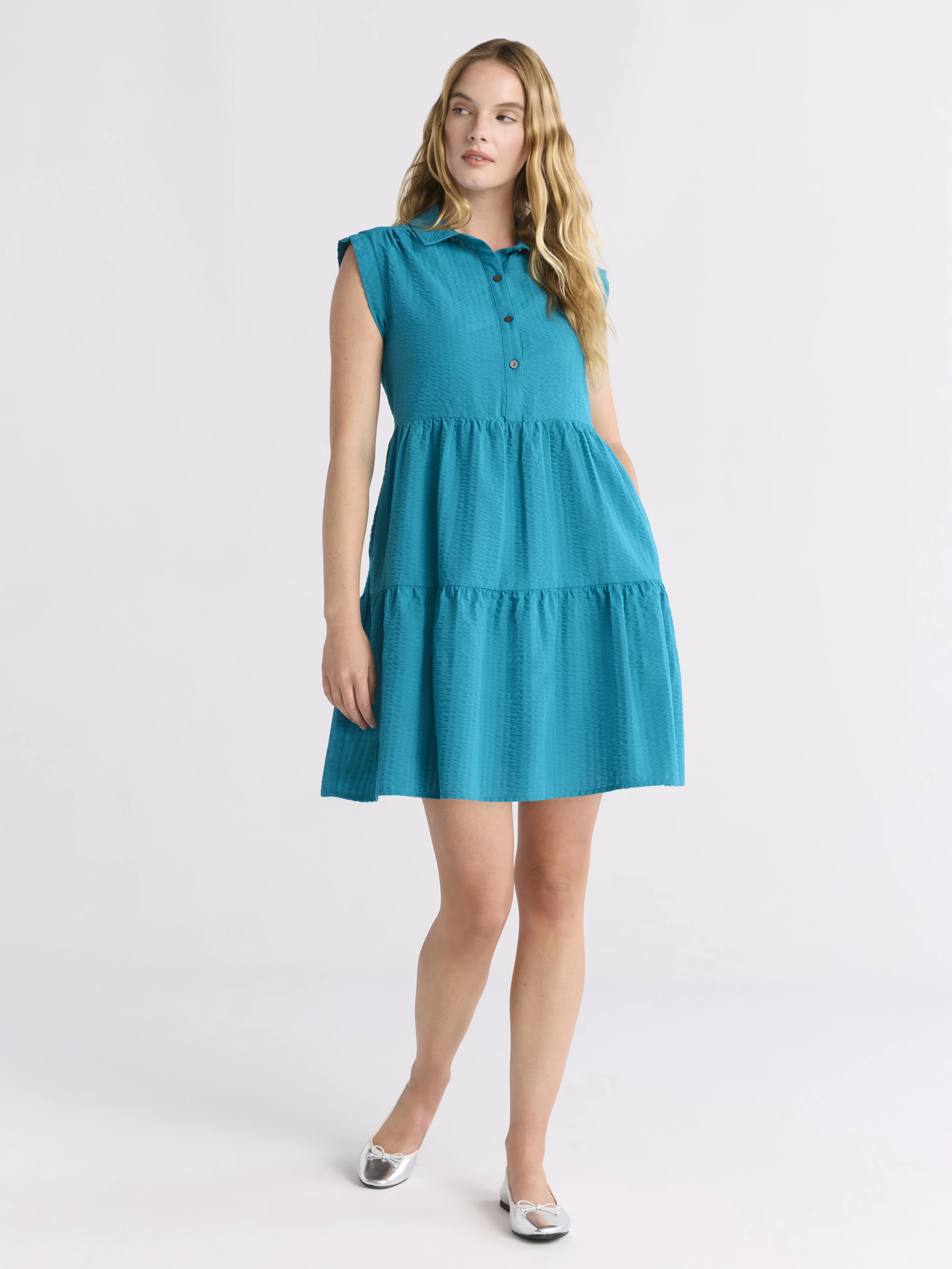 Time and Tru Women's and Women's Plus Tiered Mini Polo Dress, Sizes XS-4X | Walmart (US)