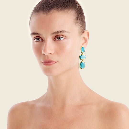 Glass cab triple-drop earrings | J. Crew US