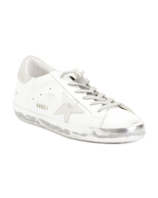 Made In Italy Leather Metallic Sparkle Sneakers | TJ Maxx
