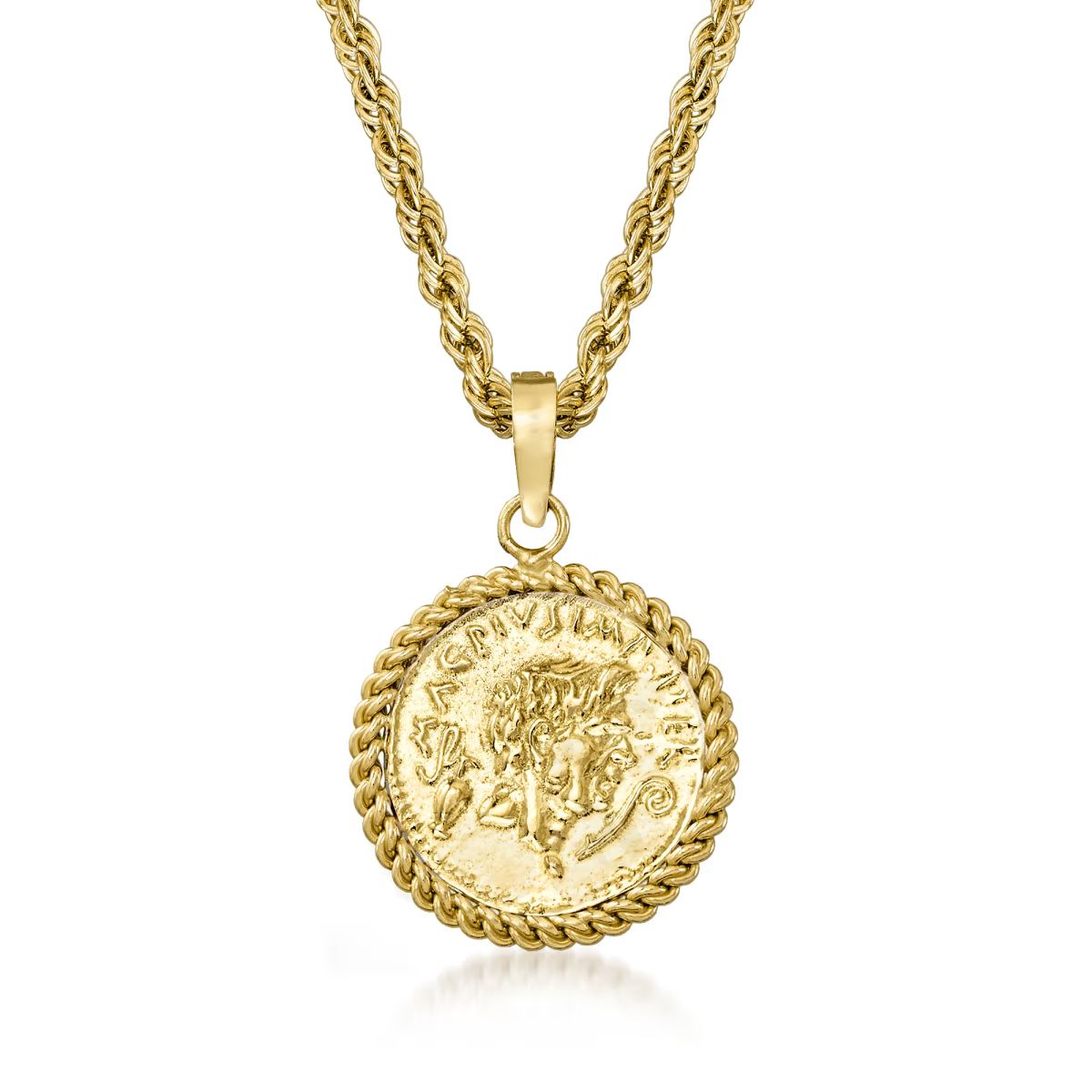 Replica Coin Pendant Necklace in 18kt Gold Over Sterling. 18" | Ross-Simons
