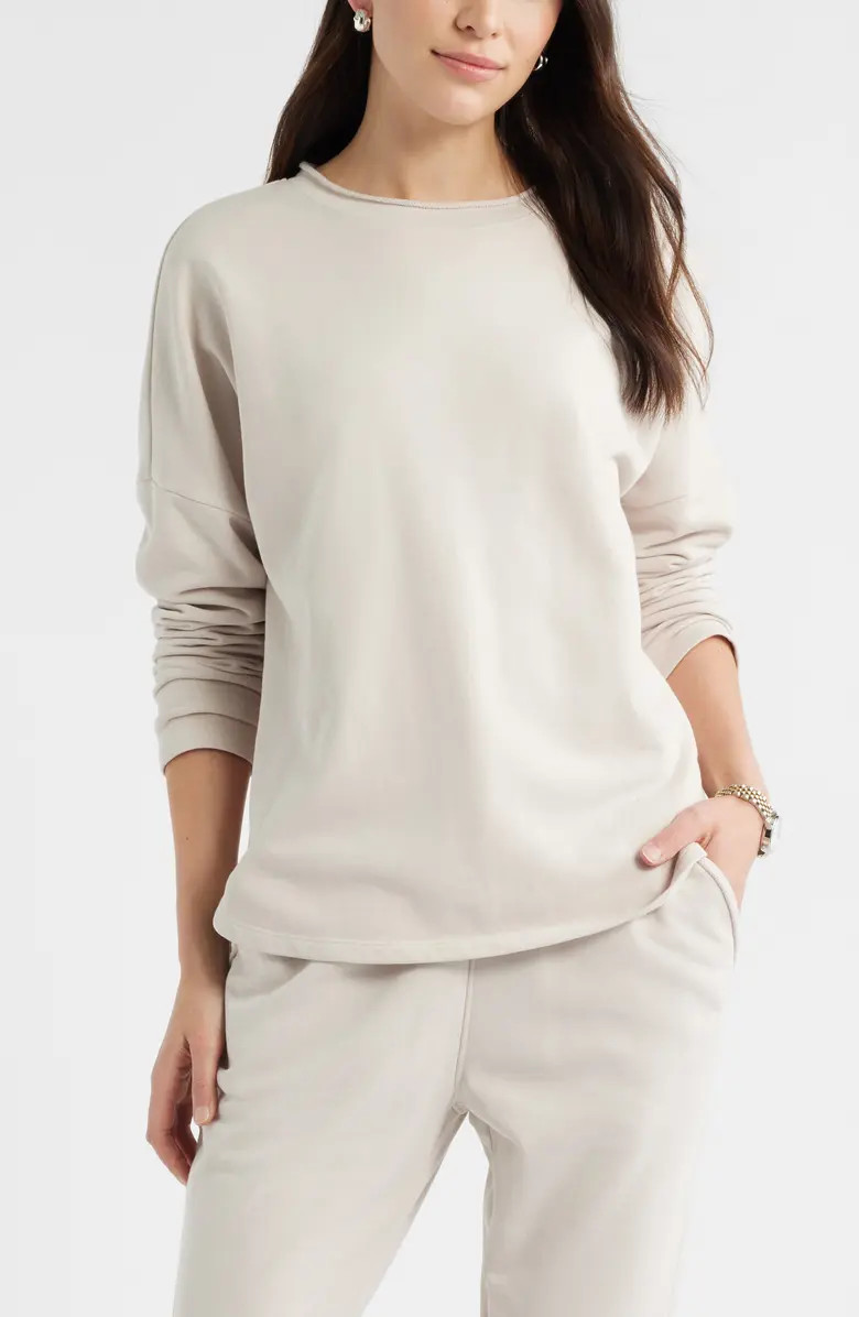 Caslon® Roll Crewneck Terry Sweatshirt | Nordstrom | Nordstrom
