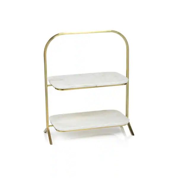 Hattie 2- Tier Marble Tray Stand - Oval | Bed Bath & Beyond