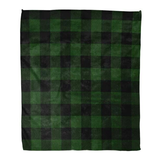 KDAGR Flannel Throw Blanket Check Green Buffalo Plaid Pattern Printing Black Christmas Hunter Lum... | Walmart (US)