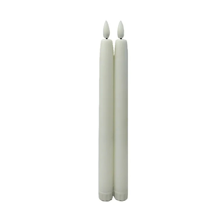 Mainstays Plastic Flameless LED Taper Candles with Wax Coating, White, 11", 2 Count | Walmart (US)