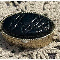 Vintage Small Metal Ring - Pill Box With Black Lid Made in Italy | Etsy (US)