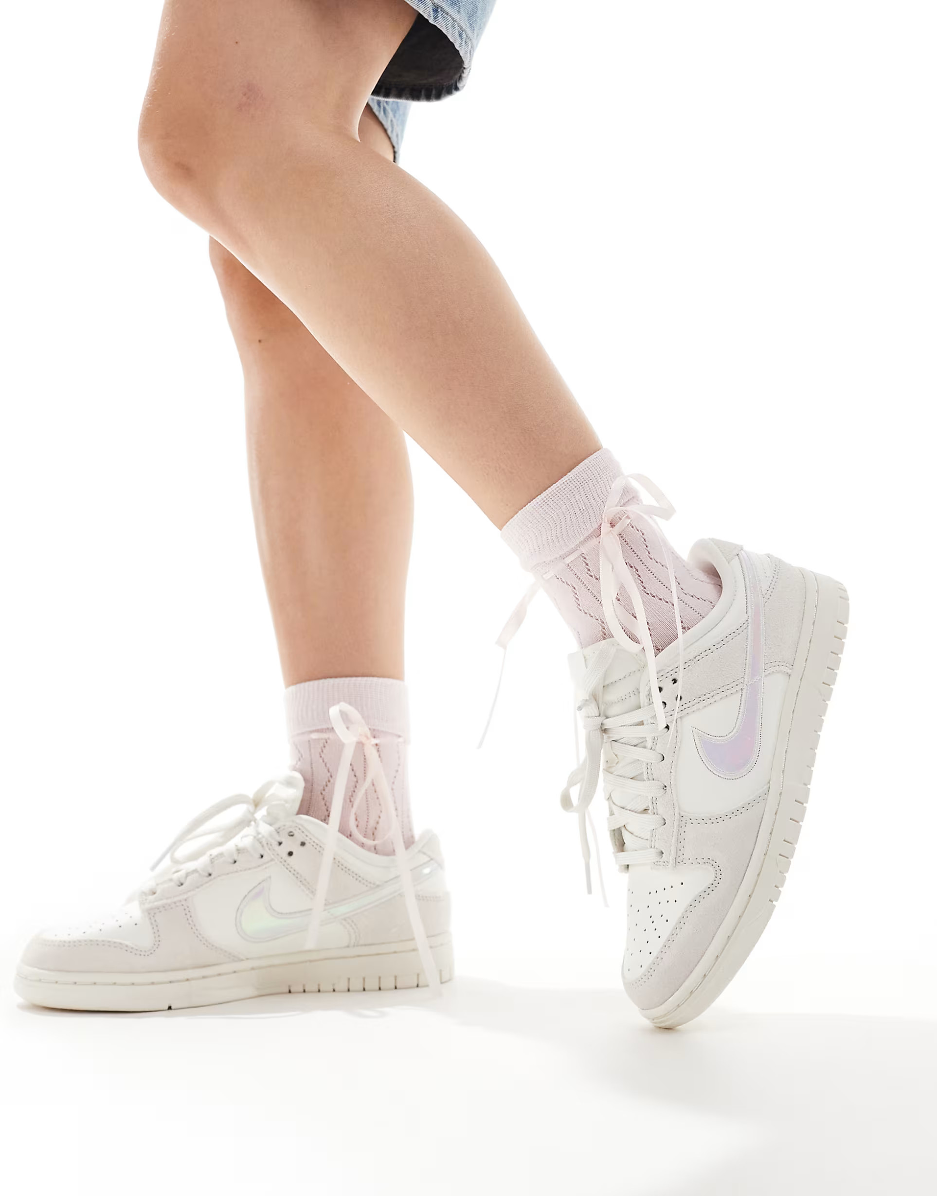 Nike Dunk Low sneakers in off white and iridescent pink | ASOS | ASOS (Global)