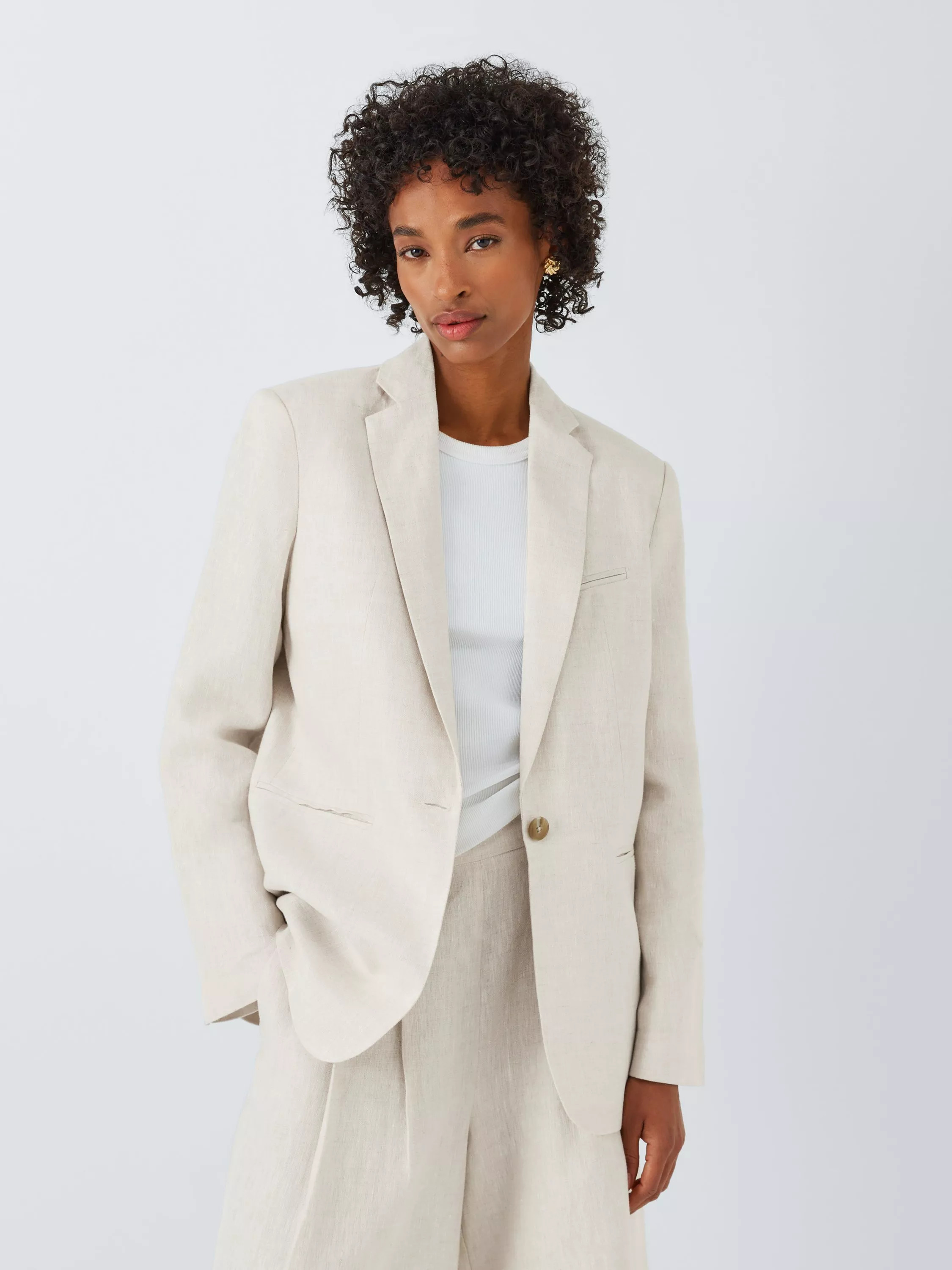 John LewisLinen Blazer, Natural, 10 | John Lewis (UK)
