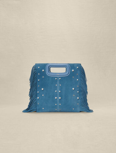 Studded leather M bag with fringing | Maje US