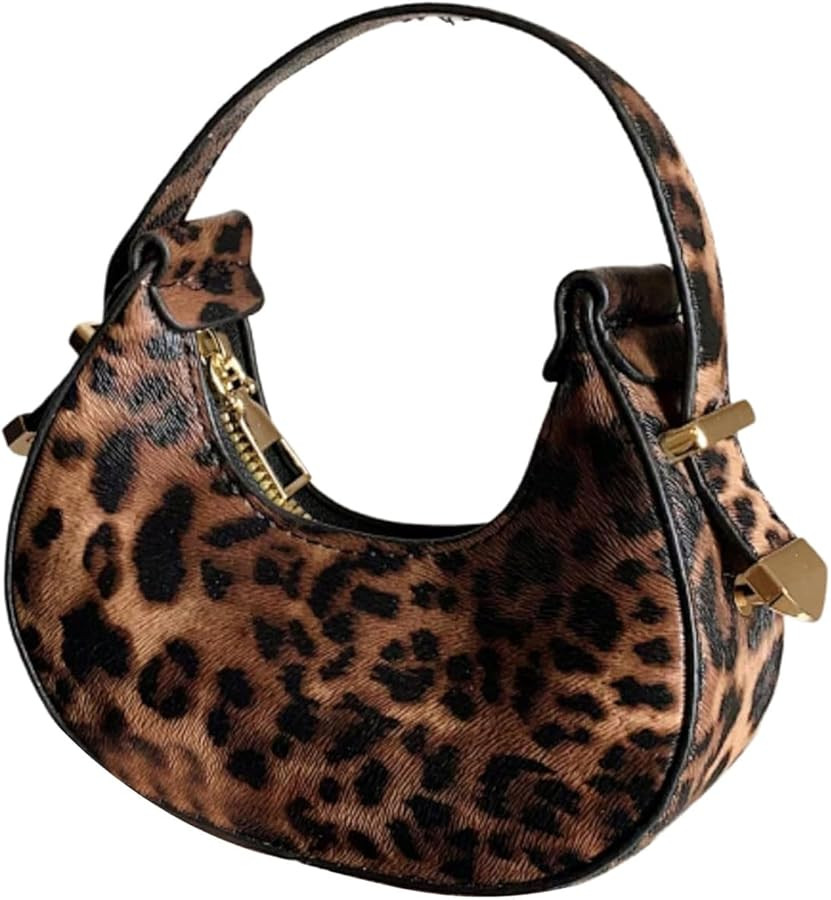 Milumia Women's Leopard Print Hobo Leather Clutch Purse Top Handle Mini Handbags | Amazon (US)