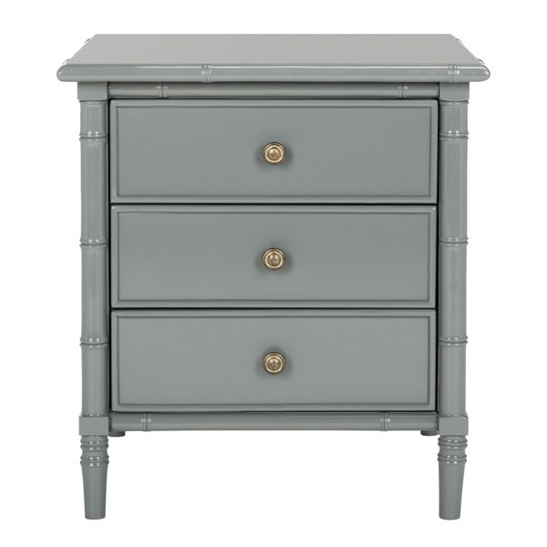 Safavieh Mina Modern Coastal 3-Drawer Grey Bamboo Nightstand | Bed Bath & Beyond