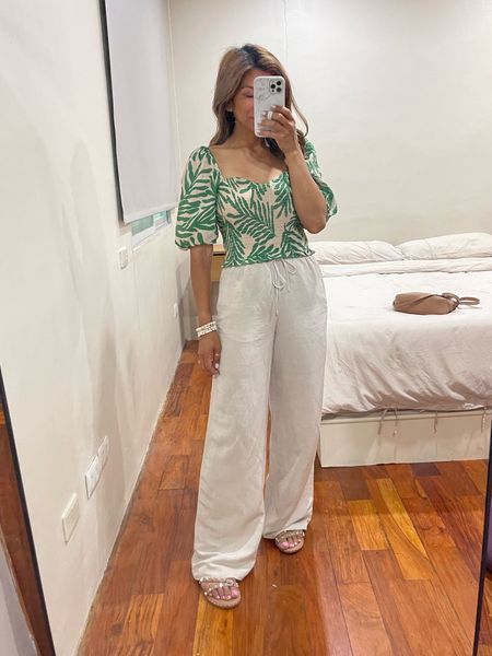 Top in small tts
Linen pants in XS tts
Wearing strapless bra and linked
Amazon Sandals tts
Vacation outfit

#LTKFind #LTKunder50 #LTKSeasonal