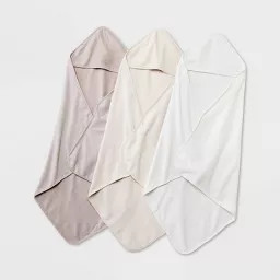 Baby 3pk Muslin Hooded Towel - Cloud Island™ Khaki: Extra Lightweight Cotton Blend, Machine Was... | Target