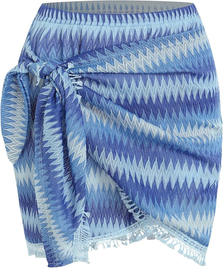 ZAFUL Mini Skirts for Women Side Slit Tie High Waist Stretchy Stripe Ruched Casual Short Skirt fo... | Amazon (US)