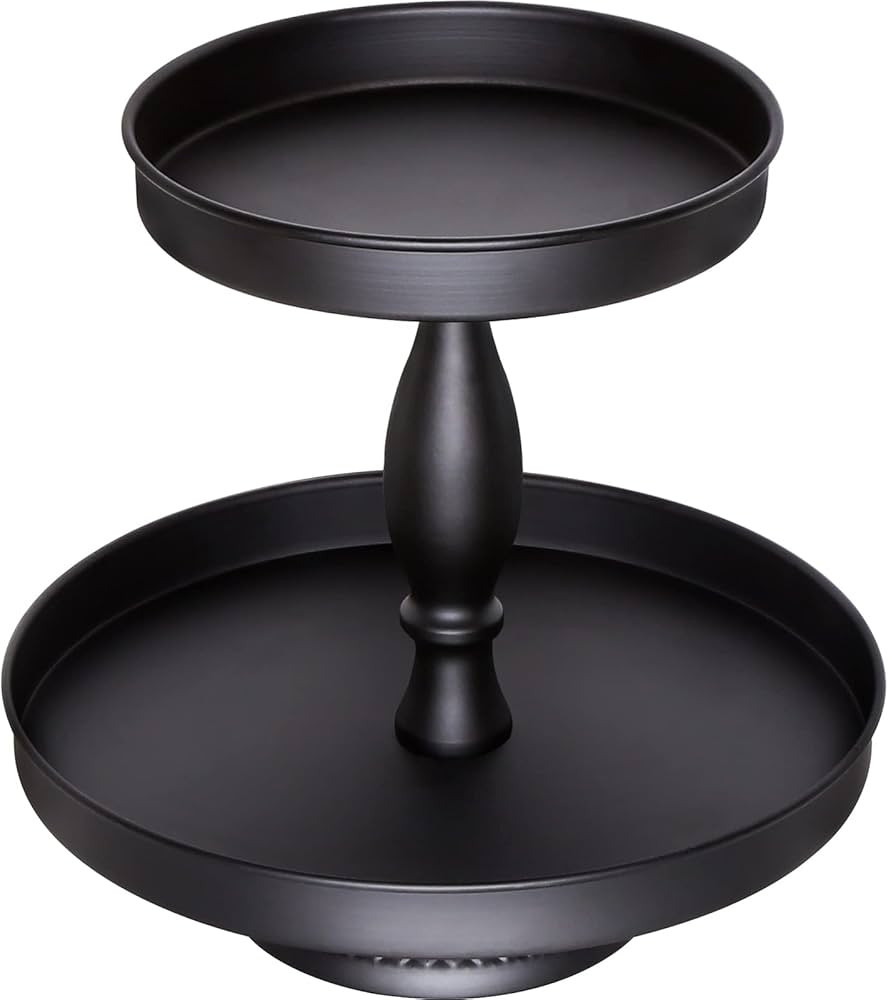 Weharnar 2 Tier Tray Black, Cupcake Stands for 24 Cupcakes, Metal 2 Tiered Tray Stand Decorative ... | Amazon (US)