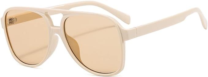 Vintage Aviator Sunglasses for Women Men 70s Glasses Retro Oversized Yellow Lens Shades | Amazon (US)