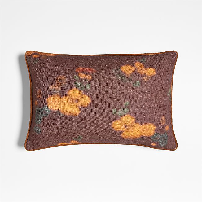 Impressionist Floral Cider Burgundy 22"x15" Throw Pillow Cover + Reviews | Crate & Barrel | Crate & Barrel