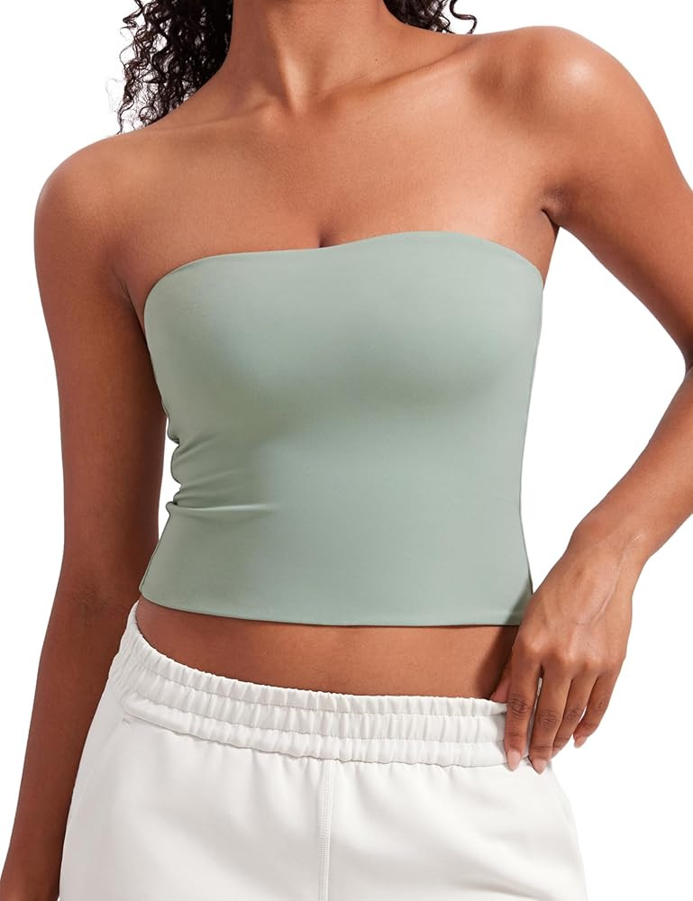 CRZ YOGA Butterluxe Double Lined Tube Tops for Women Going Out Crop Sleeveless Tank Bandeau Strap... | Amazon (US)