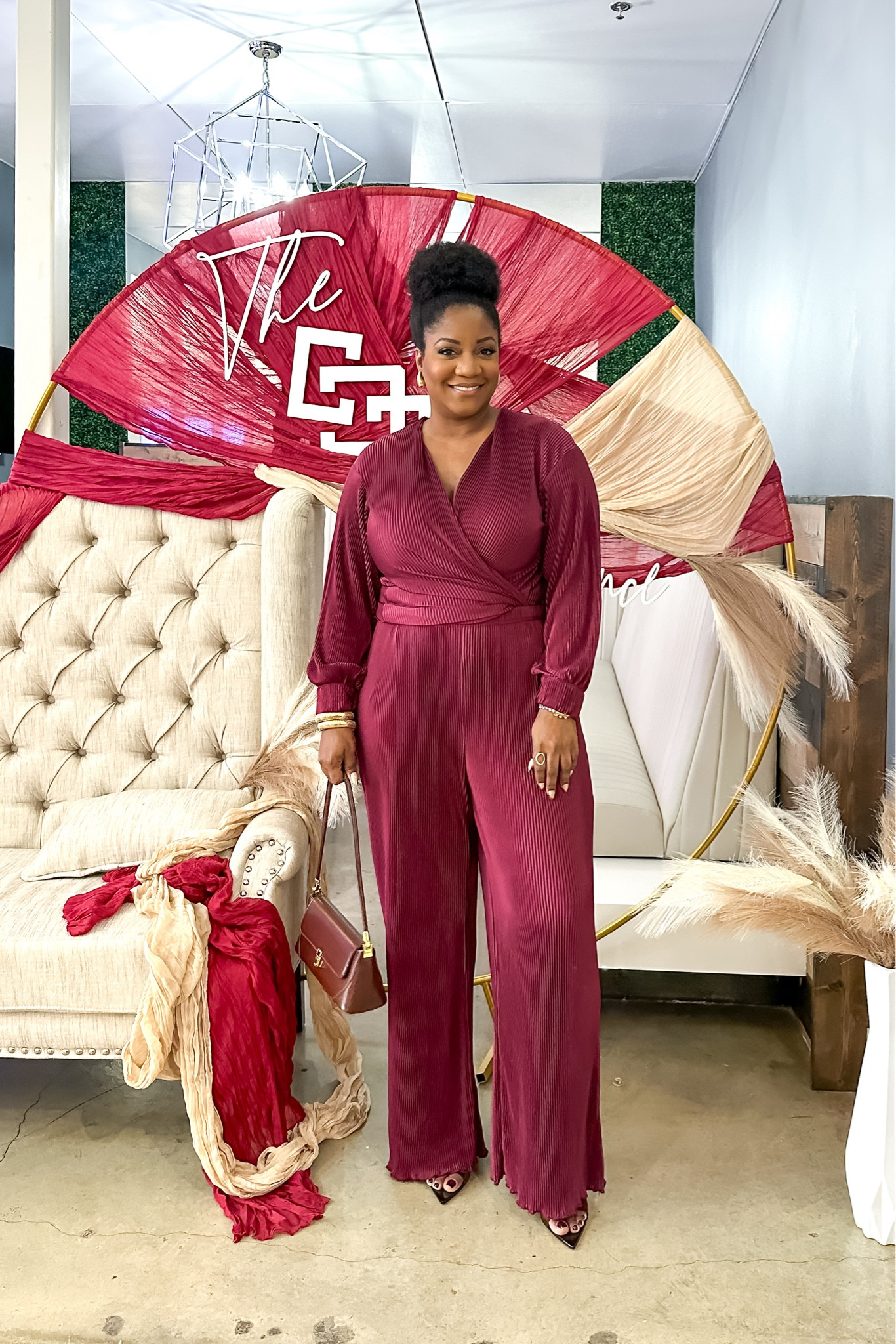 I love this set! I restyled the button-up top by tucking in the collar to create a collarless look. I wrapped one side across my waist and tucked it into my pants, then wrapped the other side over it, creating a wrap blouse look. 

Wearing a L. #FoundItOnAmazon

Plisse set // Amazon finds // Amazon set // two piece set // date night outfit // burgundy set // fall outfit // fall fashion finds // Amazon fashion finds 

#LTKStyleTip #LTKSeasonal #LTKMidsize