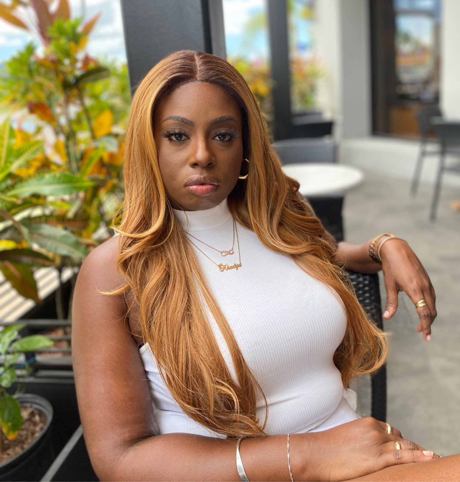 Honey blonde bust down middle part with the perfect layers 

#LTKbeauty #LTKstyletip