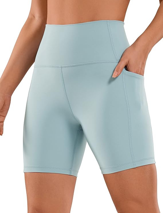 CRZ YOGA Women's Naked Feeling Biker Shorts with Pockets 6'' - High Waisted Yoga Gym Workout Span... | Amazon (US)