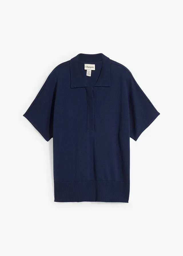 Fijn gebreide trui met zijde en een polokraag donkerblauw | Bonprix NL (Influencer)