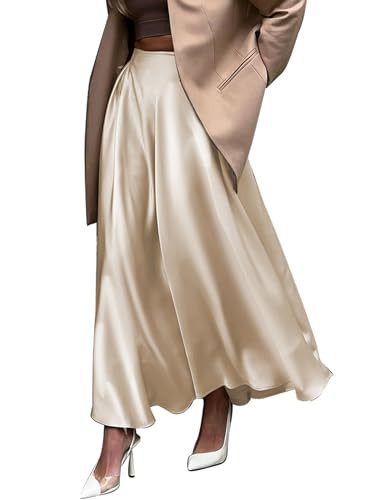 Satin Maxi & Midi Skirts - High Waisted, Long A-Line Champagne Silk & Satin Skirts for Plus Size Women | Amazon (US)