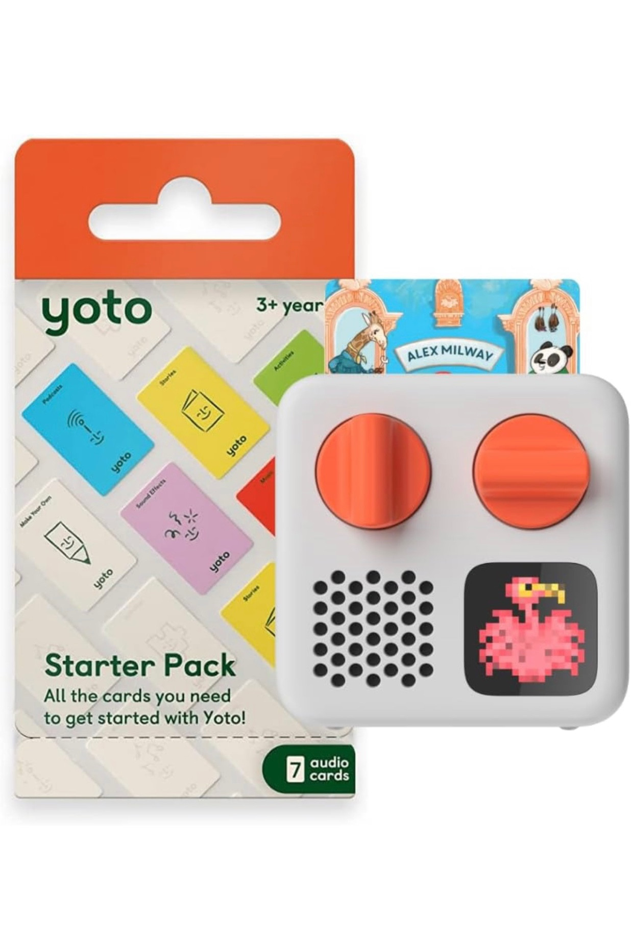 Yoto Mini + Starter Pack Bundle – Kids Screen-Free Bluetooth Audio Player, All-in-1 Travel Device for Stories Music Podcast Radio White Noise Ok-to-Wake Alarm Clock, Use as Speaker or with Headphones. 

#LTKHolidaySale #LTKxPrime #LTKkids
