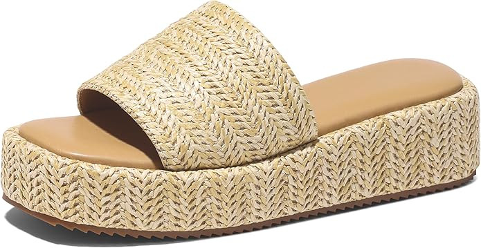 Platform Sandals Women Cute Summer Wedge Espadrilles - Beach, Raffia, Slides Sandal, Comfortable,... | Amazon (US)
