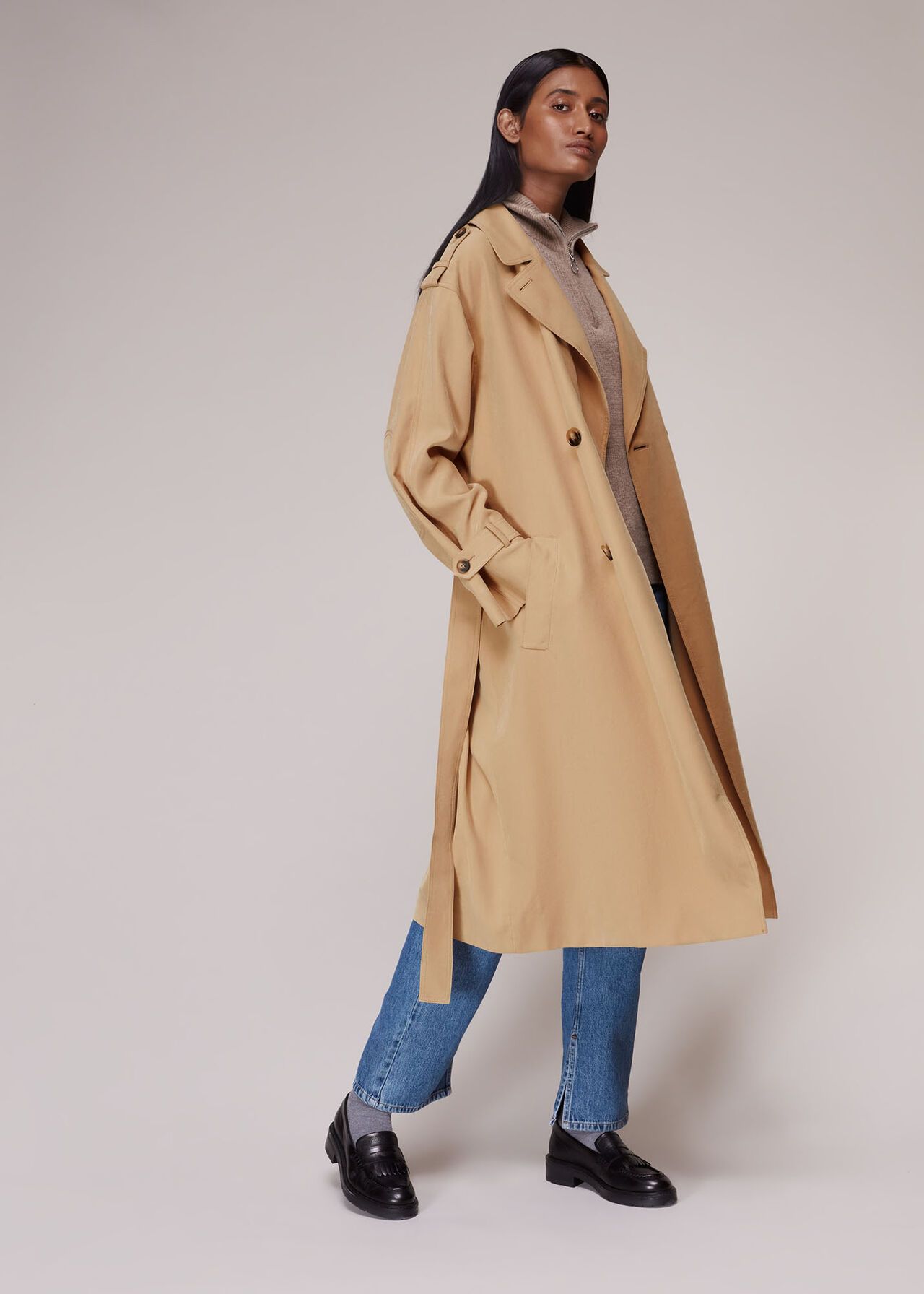 Neutral Riley Trench Coat | WHISTLES | | Whistles