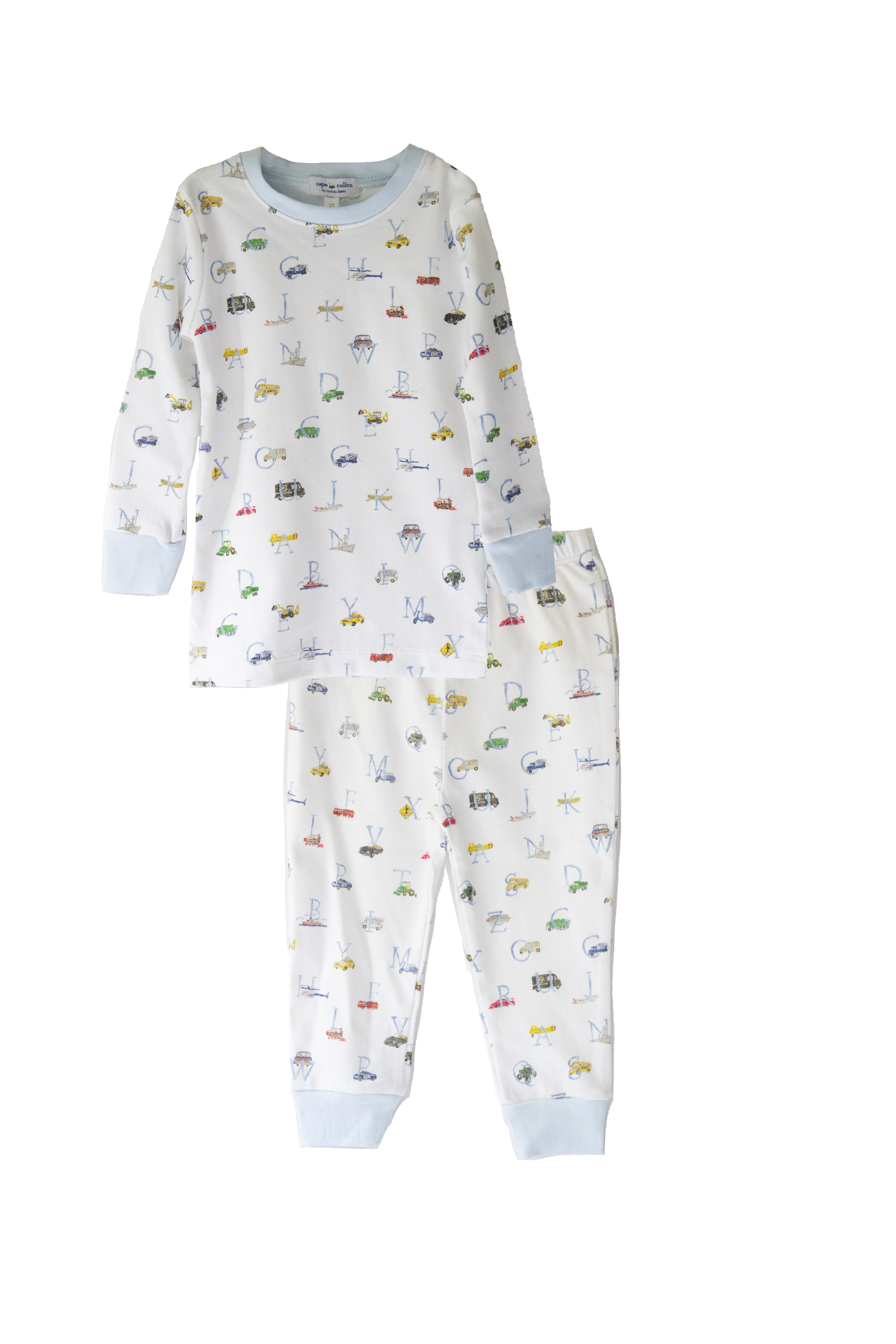 Vehicle Alphabet Pima Two Piece Pajama Set | LouLou Baker