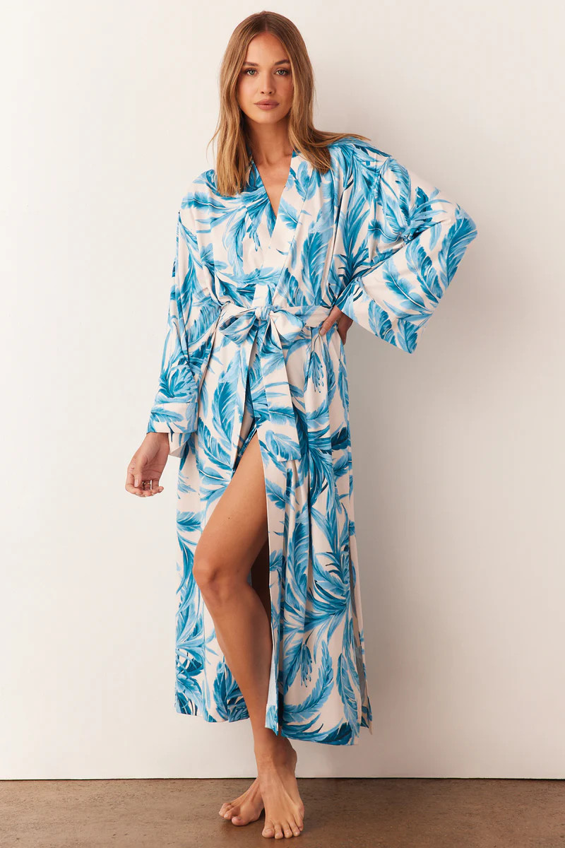 KAIA KIMONO ROBE | AZURE PALMS | MASONgrey
